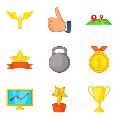 Simge seti, karikatür tarzı koçluk altın