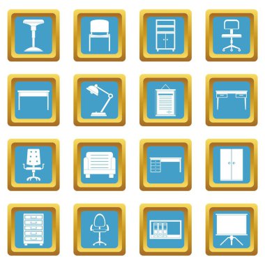 Ofis mobilya simgeler gök mavisi