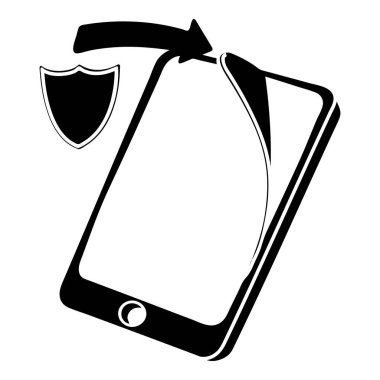 Koruma yedek ekran smartphone simgesini, basit siyah stil