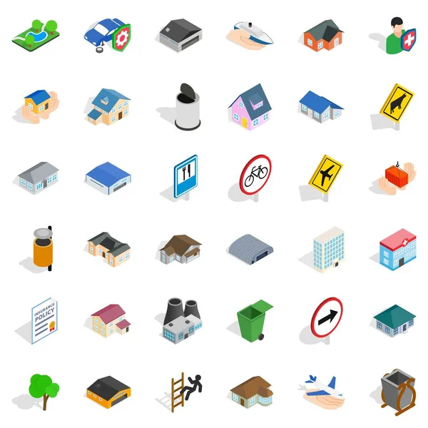 Kentsel Icons set, izometrik stili