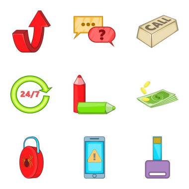 Çanta Icons set, karikatür tarzı