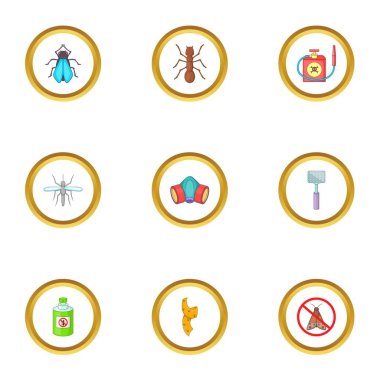 Böcek imha Icons set, karikatür tarzı