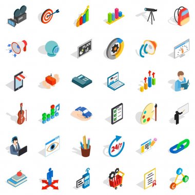 Kamera Icons set, izometrik stili