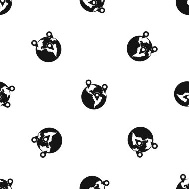 Küre ve harita işaretçiler sorunsuz siyah desen