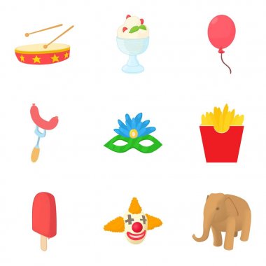 Karnaval Icons set, karikatür tarzı