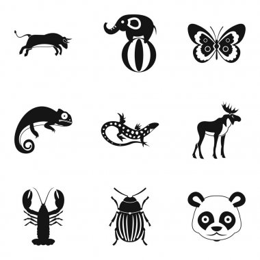 Nadir hayvan Icons set, basit tarzı