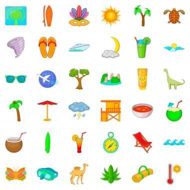 Palmiye ağacı Icons set, karikatür tarzı