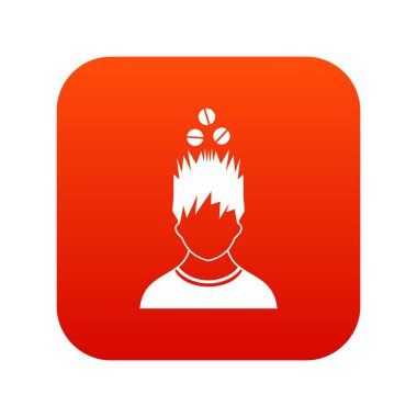 Tabletler üzerinde kafa simgesi dijital kırmızı adam