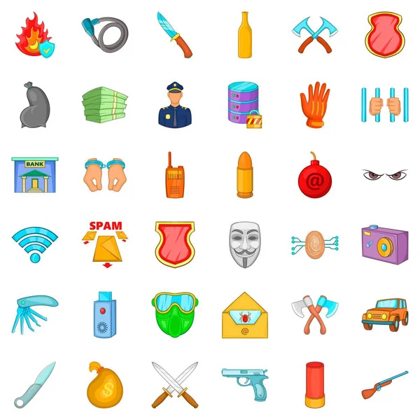 Güvenlik Icons set, karikatür tarzı