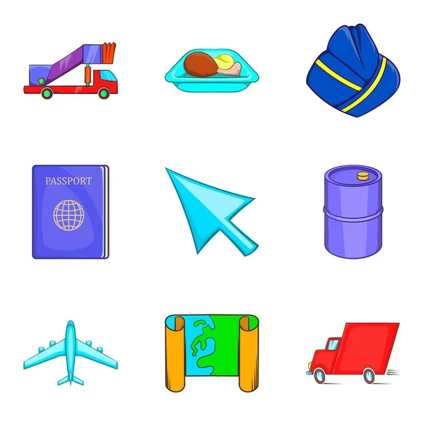 Conjunto de ícones de exibição aérea, estilo cartoon —  Vetores de Stock