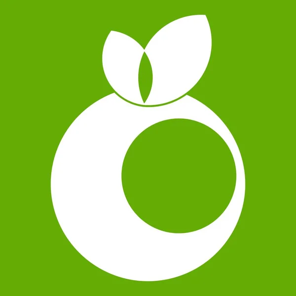 Runder Apfel mit Blättern Symbol grün — Stockvektor