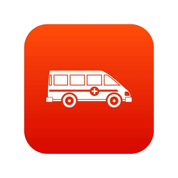 Rouge numérique de ambulance d’urgence van icône — Image vectorielle