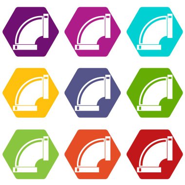 Renk altı yüzlü bağlantı boruları Icon set