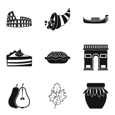 Kaçak içki Icons set, basit tarzı