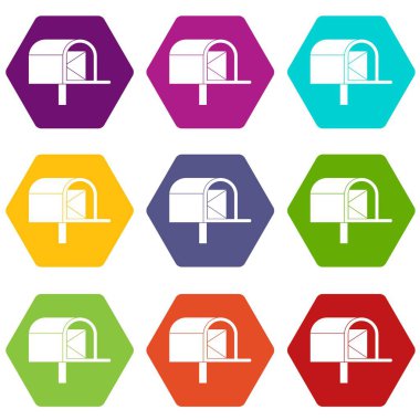 Renk altı yüzlü posta kutusu simgesi ayarla