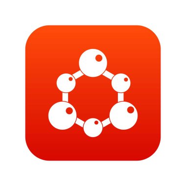 Kimyasal ve fiziksel molekülleri simgesi dijital kırmızı