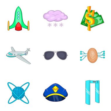 Bir bilet Icons set, karikatür tarzı satın