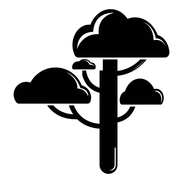 구름 나무 아이콘, 단순 블랙 스타일 — 스톡 벡터