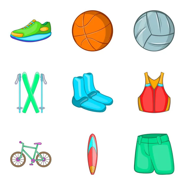 Sports nation icons set, cartoon style — Stock Vector