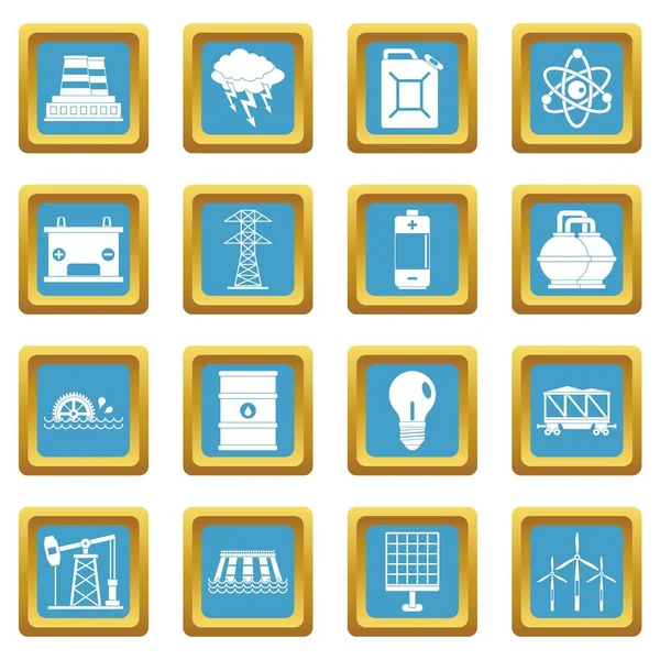 Energiebronnen items pictogrammen azure — Stockvector