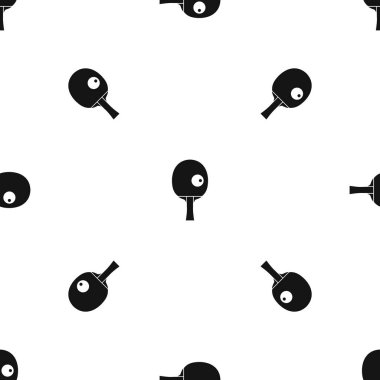 Raketleri ve top Masa Tenisi oynamak için sorunsuz siyah desen