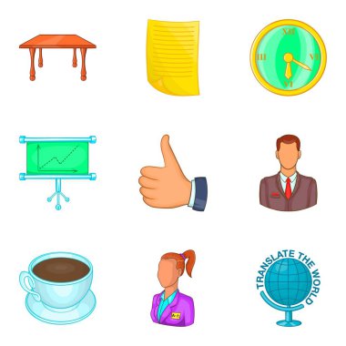 Ofis Yöneticisi simge seti, karikatür tarzı