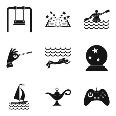 Yüzme Havuzu Icons set, basit tarzı