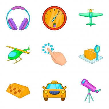 Helikopter simgeleri ayarlandı, çizgi film biçimi