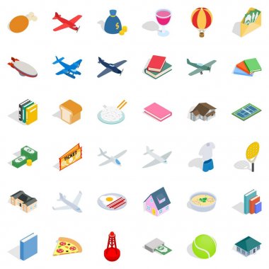 Çok sayıda Icons set, izometrik stili