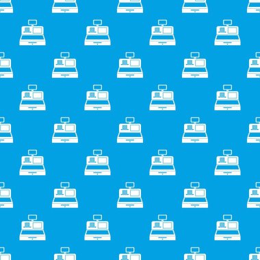 Yazar kasa nakit çekmece desen kesintisiz mavi