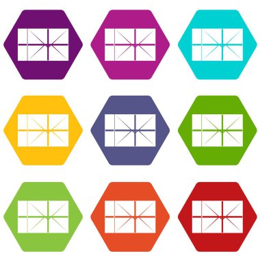 Renk altı yüzlü posta parsel Icon set