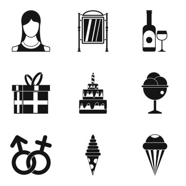 Geleneksel aile Icons set, basit tarzı