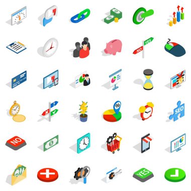 Bulmaca Icons set, izometrik stili