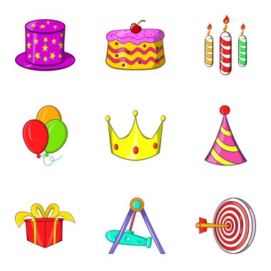 Amfitiyatro Icons set, karikatür tarzı