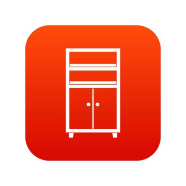 Ahşap dolap simgesi dijital kırmızı