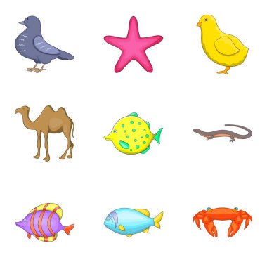 Balık Icons set, karikatür tarzı