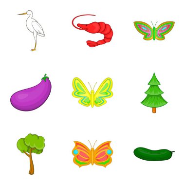 Doğa anne Icons set, karikatür tarzı