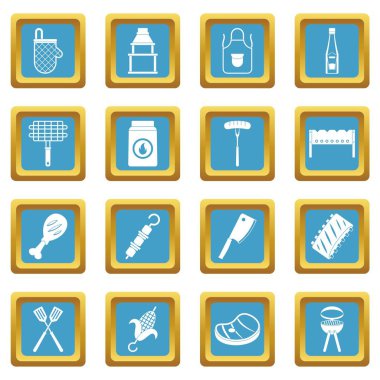 Barbekü gıda simgeler gök mavisi