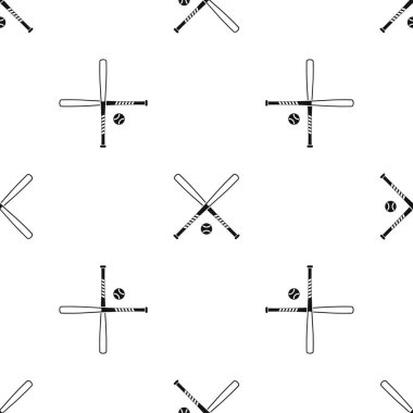 Çapraz beyzbol sopaları ve topu sorunsuz siyah desen