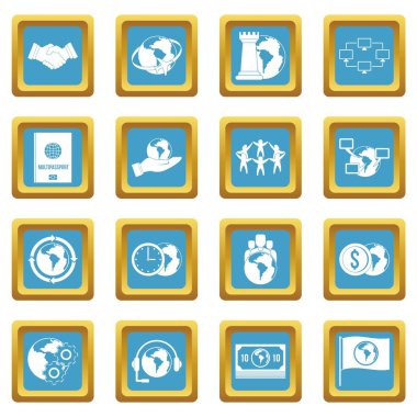 Küresel bağlantıları simgeleri gök mavisi