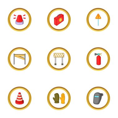 Ekipman simgeleri çalışma yolu ayarla, tarzı çizgi film