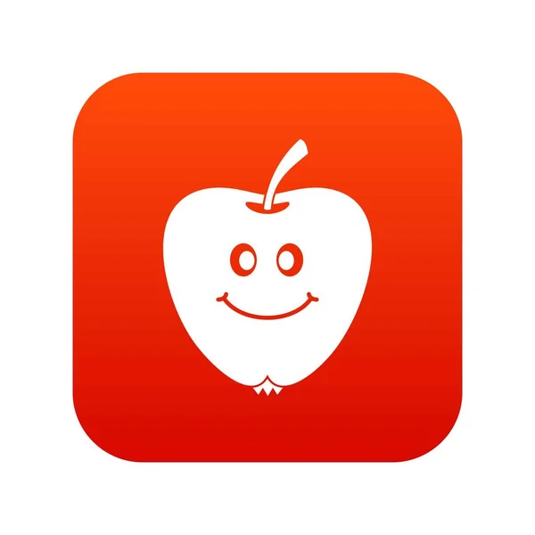 Lächelndes Apfel-Symbol digital rot — Stockvektor