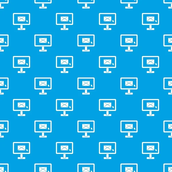 Monitor with email sign pattern seamless blue — Stock Vector