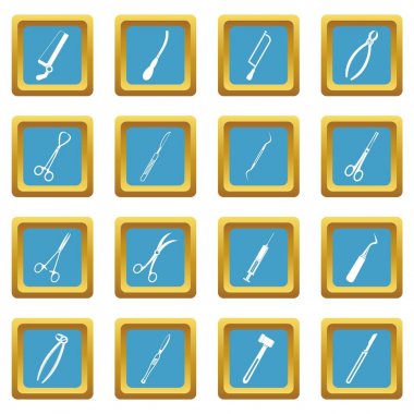 Cerrahlar araçları simgeler gök mavisi