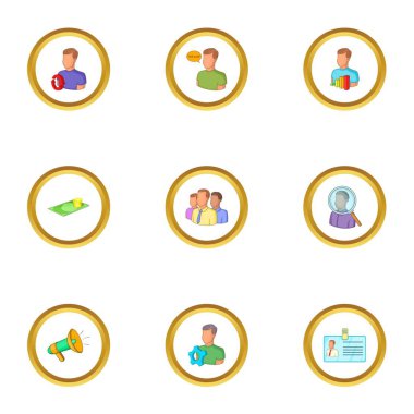 İş arama Icons set, karikatür tarzı