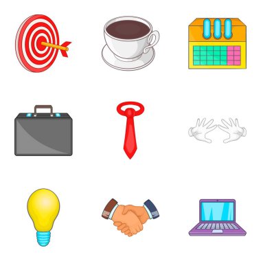 Şirket yöneticisi simge seti, karikatür tarzı