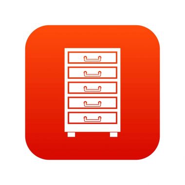 Çekmeceler simgesi dijital kırmızı ahşap dolap