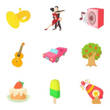 Disko Icons set, karikatür tarzı