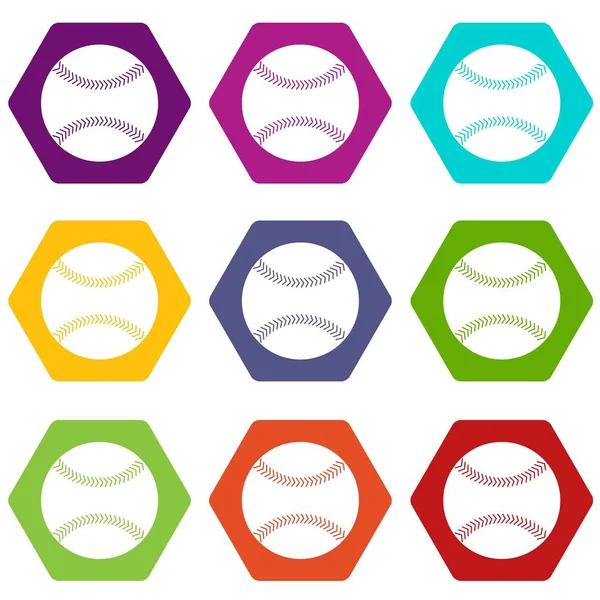 Μπέιζμπολ ορίσει hexahedron χρώματος — Διανυσματικό Αρχείο