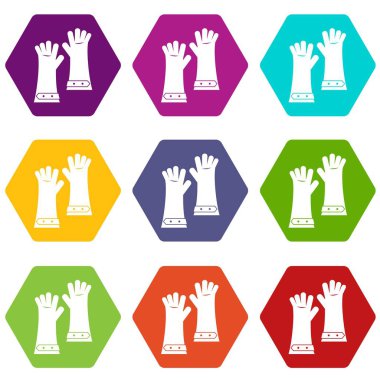 Renk altı yüzlü ısıya dayanıklı Eldivenler için kaynak simgesi ayarla